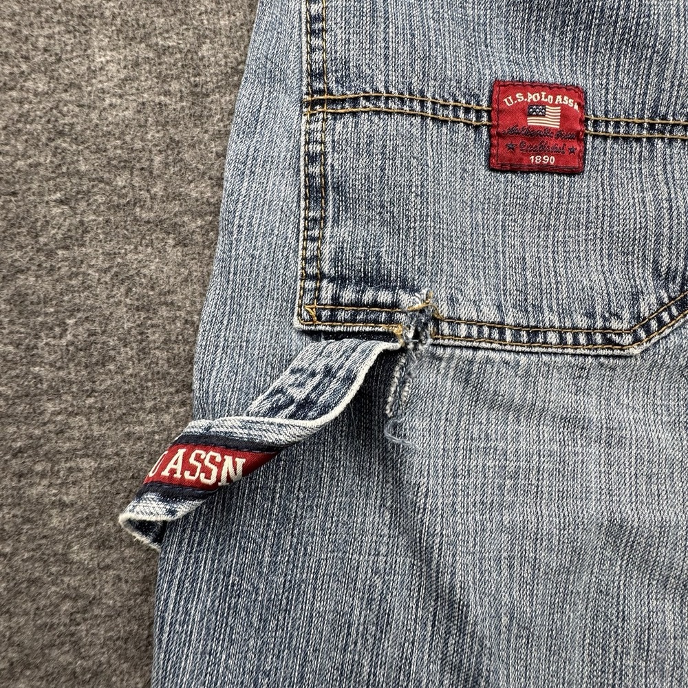 VTG US Polo ASSN Jean Shorts Baggy Y2K Men's Sz 36 Skater Carpenter Thrashed - Picture 5 of 16
